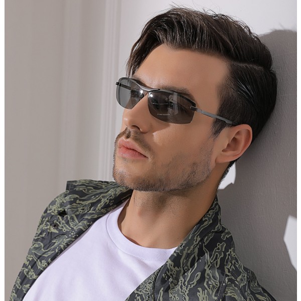 Polariserade solglasögon för män och kvinnor,UV400-skydd och anti-bländning Retro fyrkantig mattsvart spegelbågekörning
