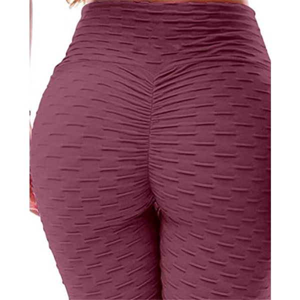 leggings för kvinnor Rumplyftande Kvinnor Byxa Hög midja Magkontroll Tränings Yogabyxor Peach hip sportleggings för tjejer L（Röd bönpasta）