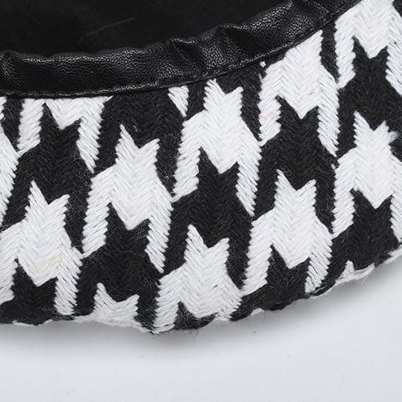 Dame Luksus Houndstooth Mønster Beret Beanie Hat