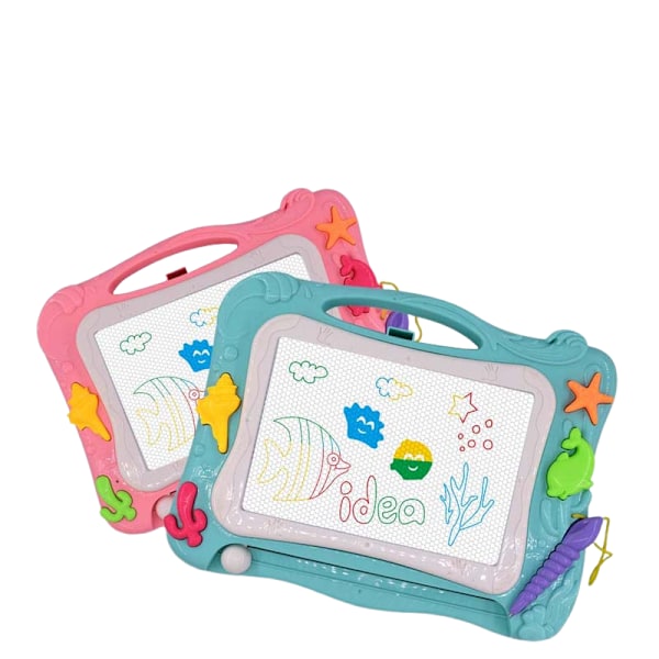 TOY Life Magnetisk Tegnebrett for Småbarn - 1-3 År Magnetisk Krusedullbrett med Byggeklosser pink