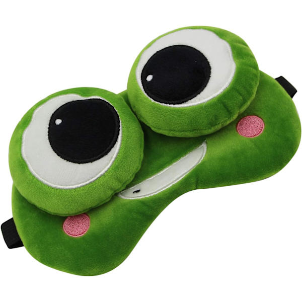 Rolig Groda Sömnmask Mjuk Plysch Justerbar Blindfold Ögonmask Skydd med Återanvändbar för Män Kvinnor Barn Grön
