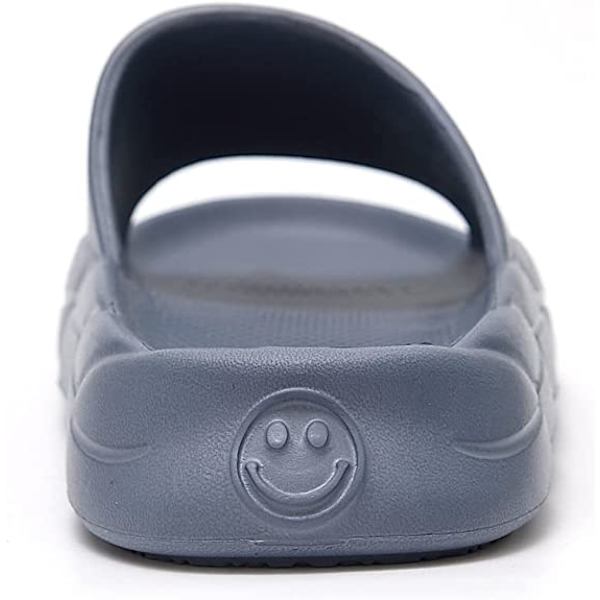 Kuddslippers för kvinnor och män Molnslippers halkfria snabbtorkande badrum duschslippers, öppna tår mjuka tjocka tofflor（Grå）