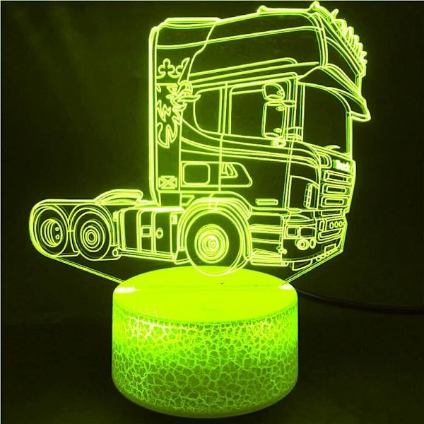 3D lastbil traktor bil natlys bord skrivebord optisk illusion lamper 7 farve skiftende lys LED bordlampe julehjem kærlighed fødselsdag børn indretning legetøj gave