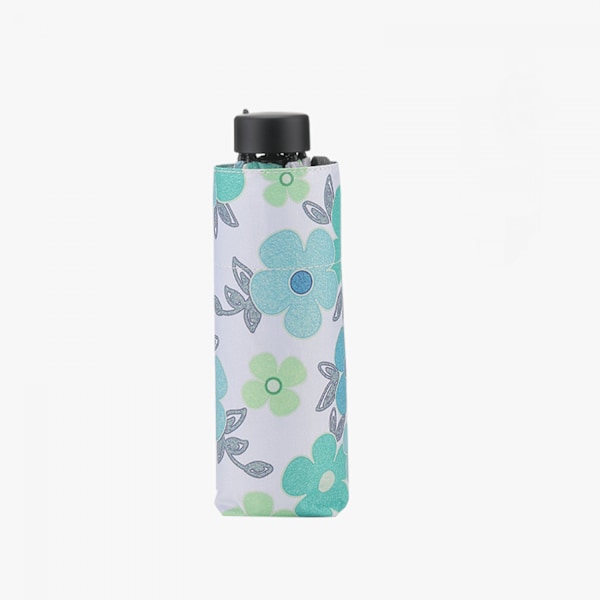 Mini Regn og Regn Paraply Mode 50% Foldbar Solskærm Lille Blomster Lomme Paraply---Grøn