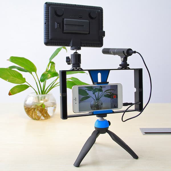 PULUZ Telefon Smartphone Video Bur Stabilisator Rig Stativmontering til LED-lampe Mikrofon