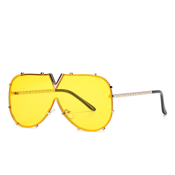 Klassiske V8 Siamese One Piece Solbriller Nice Rimless Stilful Retro Design til Kvinder Mænd