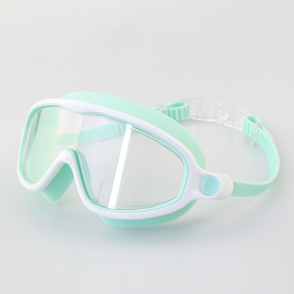 Simglasögon för barn Stor ram Vattentäta simglasögon platta genomskinliga HD tecknade simglasögon---Ljusblå