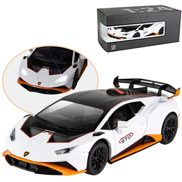 1:24 Legering Die-Cast Bilmodell for Lamborghini Huracan STO 2021, Trekk-Tilbake Bilmodell Lekebil Gave til Barn 3 til 12 År Gamle