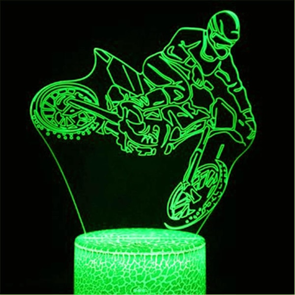 WJ 3D Motorcykel bil Nattljus led Lampa Illusion 7 Färgförändring Touch Switch Bord Dekoration Lampor Födelsedagspresent Akryl Bas USB-kabel Leksak