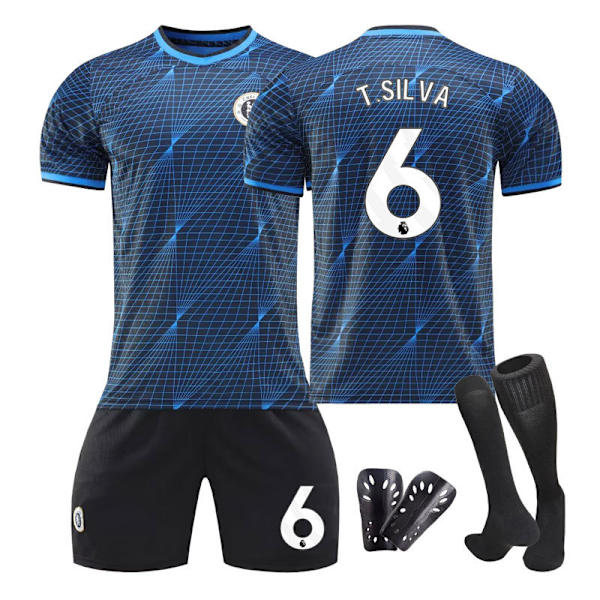 23/24 Chelsean vierasjalkapallopaita lapsille, sukat ja suojavarusteet 6 T.VIL VA 2XL