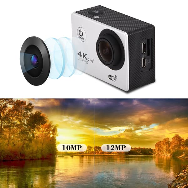 Ultra 4K HD Wifi teräväpiirto 1080P vedenpitävä urheilukamera (hopea)