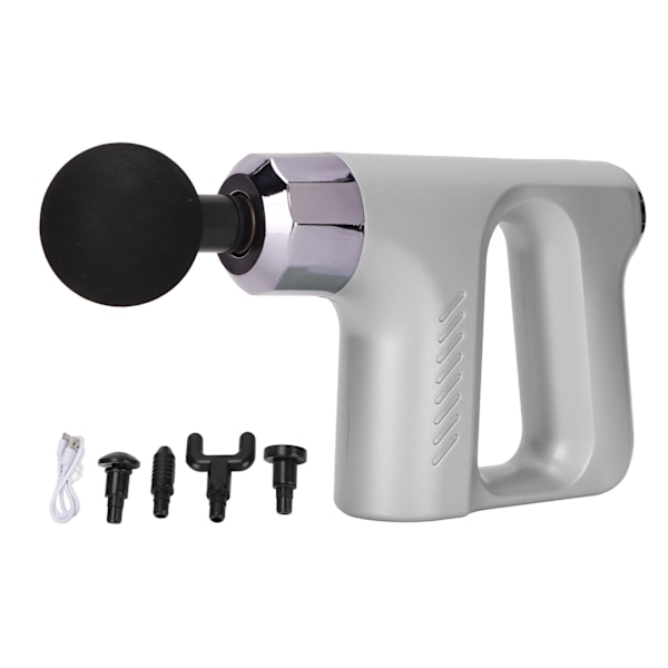 Percussion Massage Gun Massage Device Handheld Vibration Deep Tissue Muscle Electric Gun Silver