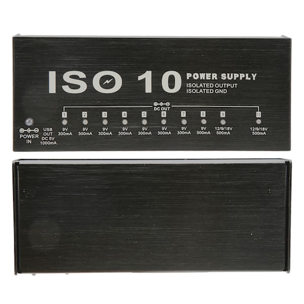 Gitarpedal Strømforsyning 10 Isolerte Utgang Multi Effekt Strøm med 2 Justerbar SpenningUS Plugg 100‑240V