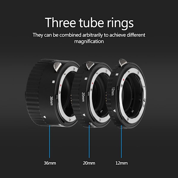 Sats för automatisk fokuseringsförlängningsrör 12 mm 20 mm 36 mm adapterring för Nikon DSLR-kameror
