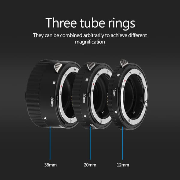 Shoot Auto Focus Forlængerrør 12mm 20mm 36mm Sæt Adapterring til Nikon DSLR-kameraer