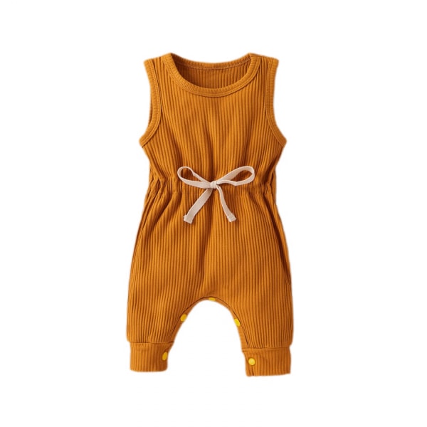 AVEKI Baby Girl Summer Outfits Kortärmad Romper One Piece Bodysuit --- Choklad（Storlek 100）
