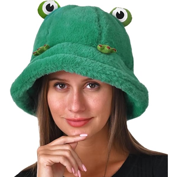 Fuzzy Bucket Hat för Kvinnor och Män - Luddig Söt Bucket Hat för Vinter, Varm Plysch Fiskehatt, Fluffig Sherpa Rolig Hatt