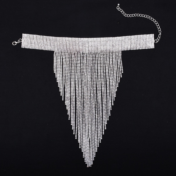 Rhinestone Statement Halsband för kvinnor, tofs Haklapp Choker Krage Chunky kostym smycken för fest formell