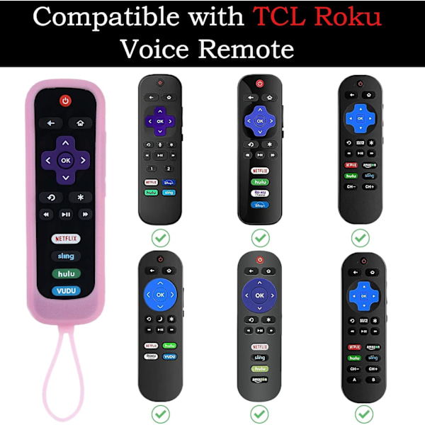 2-pack fjärrkontrollskydd passar för Roku TV | Onn Roku | TCL Hisense Roku silikon skyddande kontrollhylsa Universal för Roku E Black