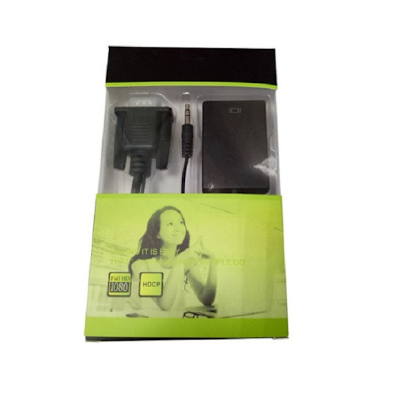 VGA till HDMI-kabelkonverter VGA hane till HDMI hona datoranslutning TV med ljudkabelkontakt, 2-pack