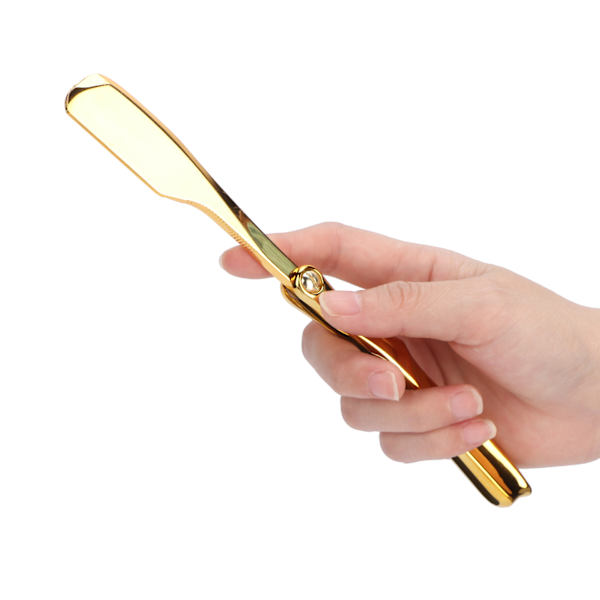 Professionel Foldbar Barberkniv til Mænd - Barberkniv til Barbering med Plateret Bladholder - Guldbelagt