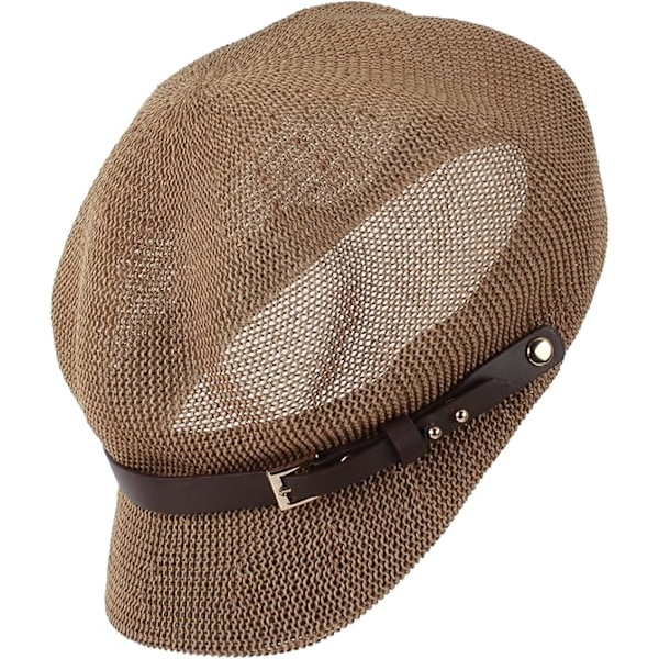 Sommerstrohat med bred skygge til kvinder - Newsboy Cap - Malerhat