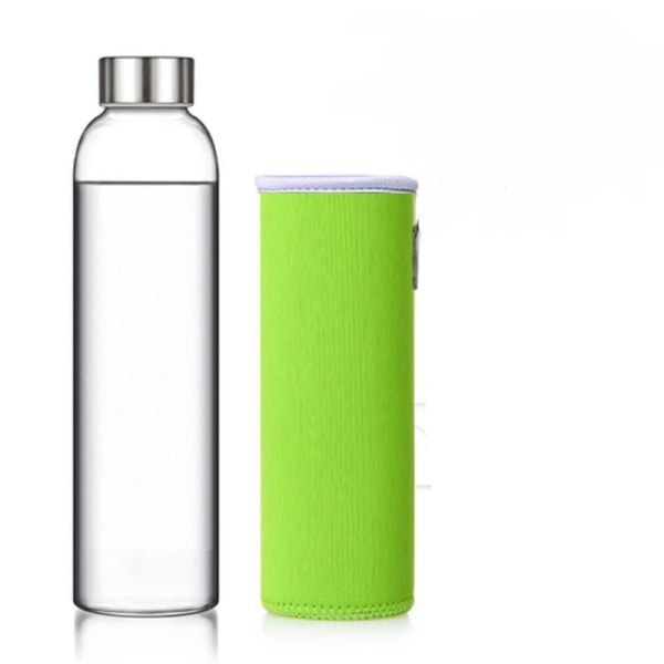 Carafe 550ml with Sleeve and Stainless Steel Lid - Leak Proof Cap, Reusable, Perfect for Travel and Storage Drinks Juice, green