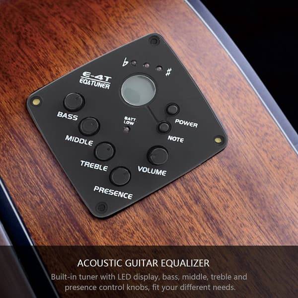 E-4T 4-bands EQ Equalizer Pickup Tuner för Akustisk Gitarr Musikinstrument Tillbehör Kit