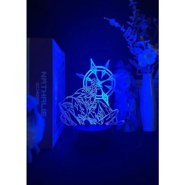 Genshin Impact Figurine Albedo 3D Illusion Lampe til Soveværelsesindretning LED Lys Sengeborde Natlamper Børnegave Abedo, huvudstad i Moçambique