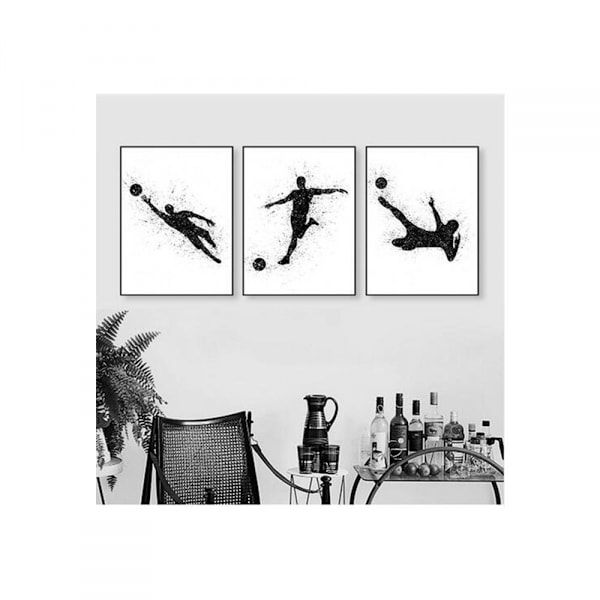 Wekity Sports Football Wall Art Canvas Print Poster, Simple Fashion Black and White Art Drawing Decor for Home Living Room Bedroom Office and Childre