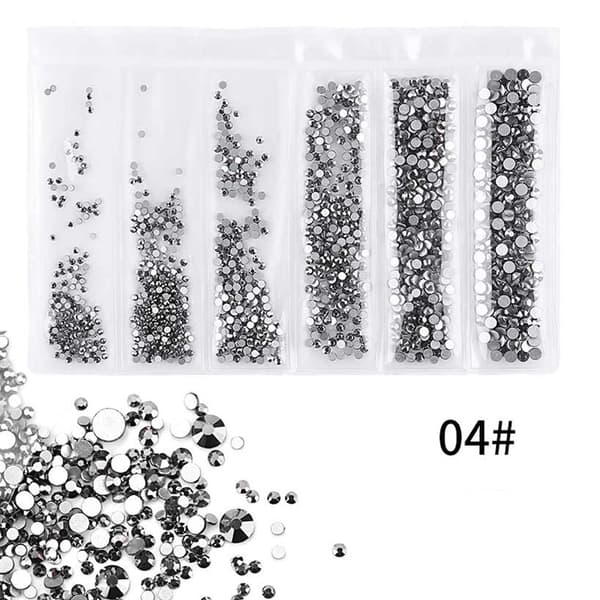 Neglekunst DIY Glitter Rhinestone Manikyrverktøy Flat Base Mini Beads Dekorasjon (#4)