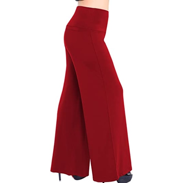 elastiska byxor med vida ben för kvinnor (vinröd)