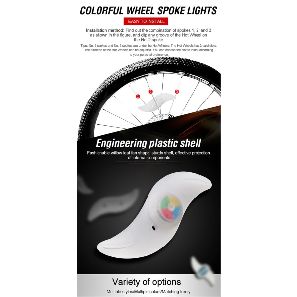 3 Lysmoduser Led Neon Sykkelhjul Eiker Lys Vanntett Farge Sykkel Sikkerhetsvarsel Lys Sykkellys Sykkel