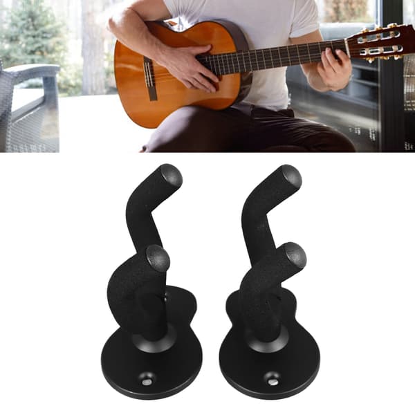 2PCS Gitarr Väggfäste Hängare Metall Multifunktionell Gitarr Hängare Hängare med 5 Plektrum för Ukulele