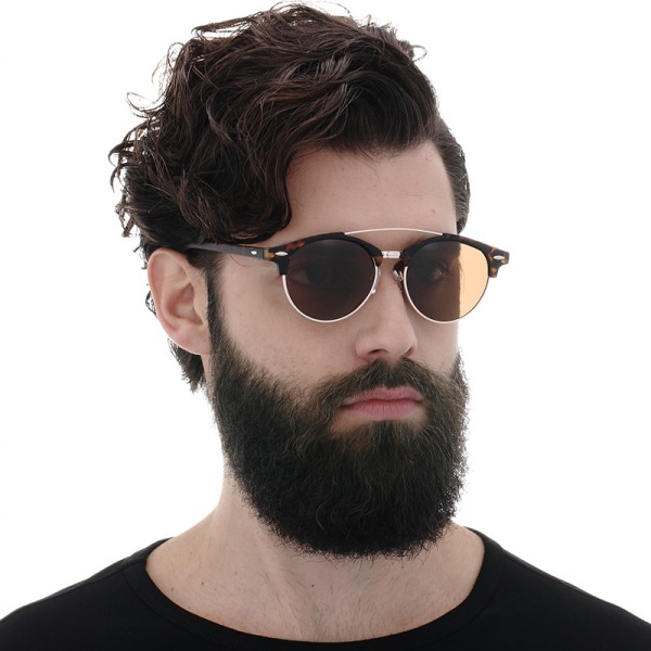 Retro Rund Dubbel Brygga Polariserad Solglasögon för Kvinnor Män Twin Beams Cirkulär UV400 Sunnies