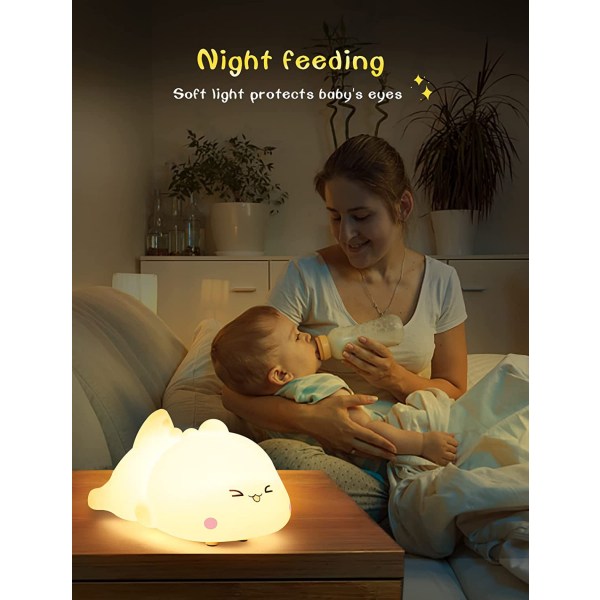 Nattlampa för barn, Nattlampor för dinosaurier med batteri, 7-färgs bordslampa, rumsdekoration, USB uppladdningsbar, söta LED flerfärgade presenter