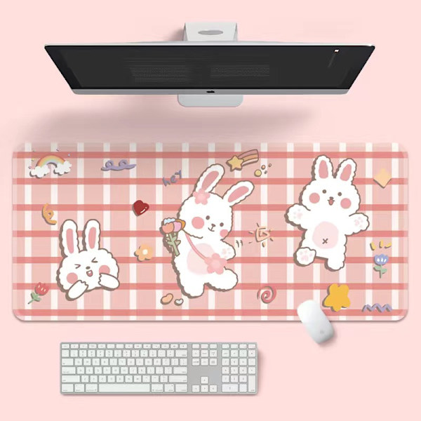 Kawaii skrivbordsunderlägg, söt musmatta, stort spelbord musmatta tecknad tangentbordsunderlägg，300*800*3mm