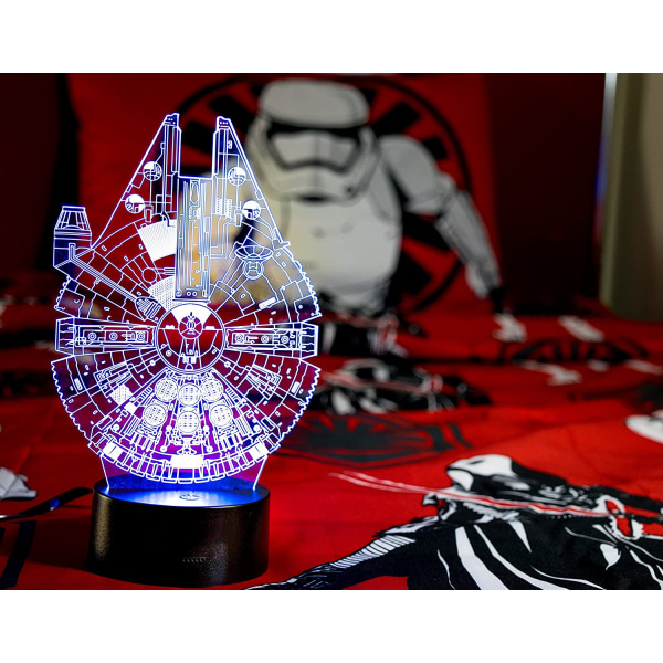 Star Wars -lampa 3D nattljus Millennium Falcon, fantastiska Star Wars presenter för män och barn, perfekt födelsedagspresent för Star Wars dekor ROM-fans