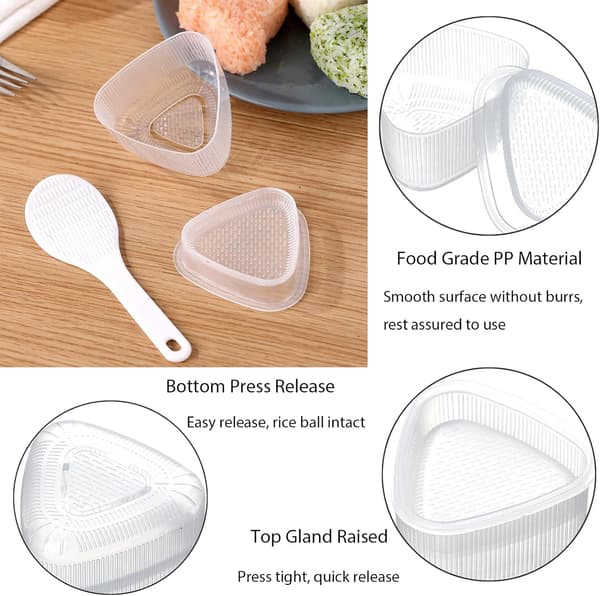 8-pak sødt risboldssæt – multiform (trekant/hjerte/kanin/blomst) Onigiri-forme + spatel, non-stick rysteforme til børn
