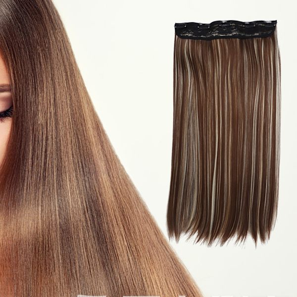 5 Clips En-delad Lång Rak Hårförlängning Perukbit Clip In Falskt Hårbit Styling 03#