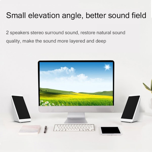 USB-anslutna datorhögtalare 1 par PC Elevation Angle Horns för bärbar dator stationär bokhyllehögtalare kraftfull vit ljudförstärkare