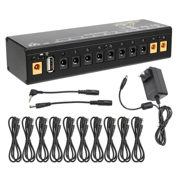 Pedal Power Supply Elektrisk Gitarr Effektbräda Kortslutning/Överströmsskydd 100‑240VUS-kontakt