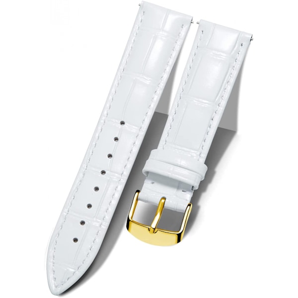 AVEKI Watch i äkta läder Flerfärgat vattentätt för män kvinnor, G-vit (14 mm)