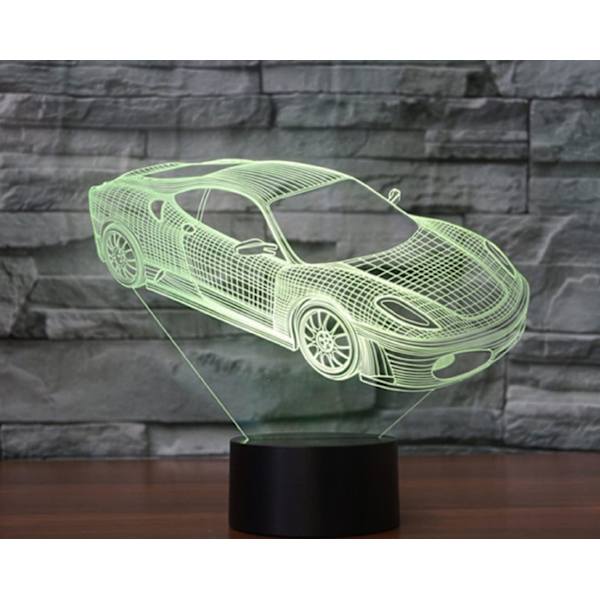 WJ 3D Luksusbil Fjernkontroll 16 Farger Nattlys Illusjon Akryl LED Bordlampe Sengelampe Barn Soverom Skrivebord Dekor Bursdagsgaver Leke for Barn