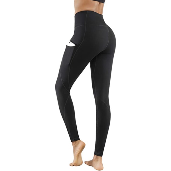 yogabyxor med fickor för kvinnor Hög midja europeiska och amerikanska Outdoor Running sport fitness för kvinnor leggings för kvinnor m（svart）