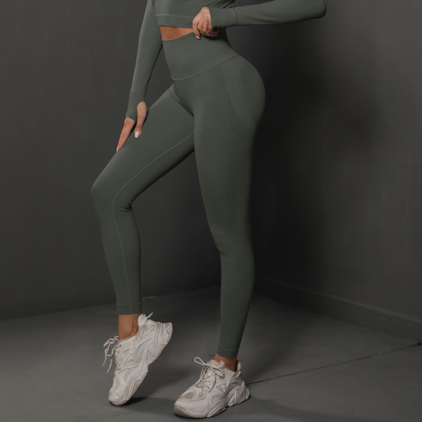 Butt Lifting Workout Leggings för kvinnor, Scrunch Butt Gym Seamless Booty Tight (L)