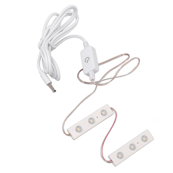 LED-sminke speil lys justerbar lysstyrke USB-plugg i DIY speil stripe lyspære 2 strenger (6 stk lysbrikker)