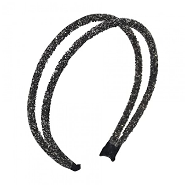 1 st diadem för kvinnor Rhinestone Diamond Double Crystal Side Hair Band Vintage Hairband Hair Hoops Hårtillbehör----Grå