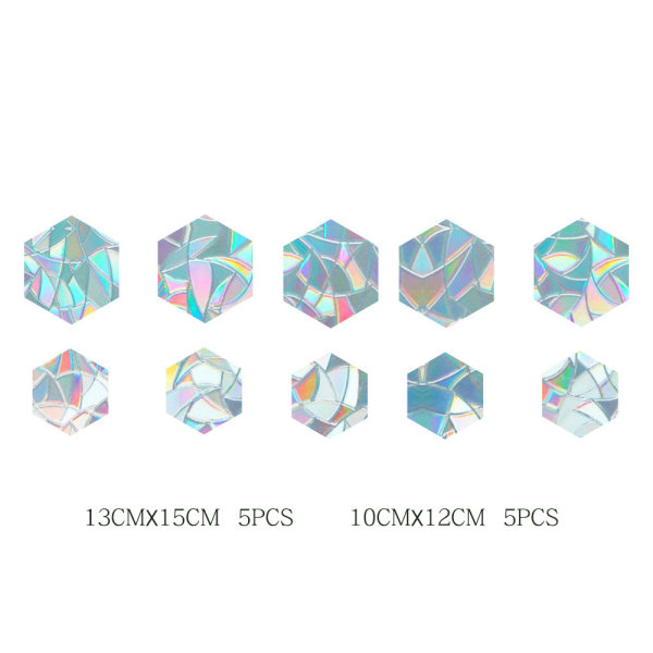 Anti-kollision fönsterlarm fågelklistermärken silhuetter glasdörrskydd och rädda fåglar, transparent (10 silhuetter, hexagon)