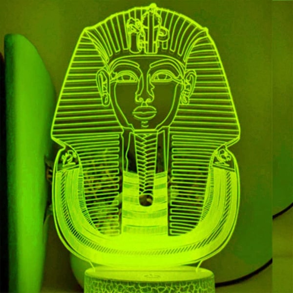 WJ 3D Egypten Farao Nattlampa Illusion 16 Färgförändrande Bordslampa Dekorationslampor Present med Akryl Platt ABS Bas USB-kabel Leksak
